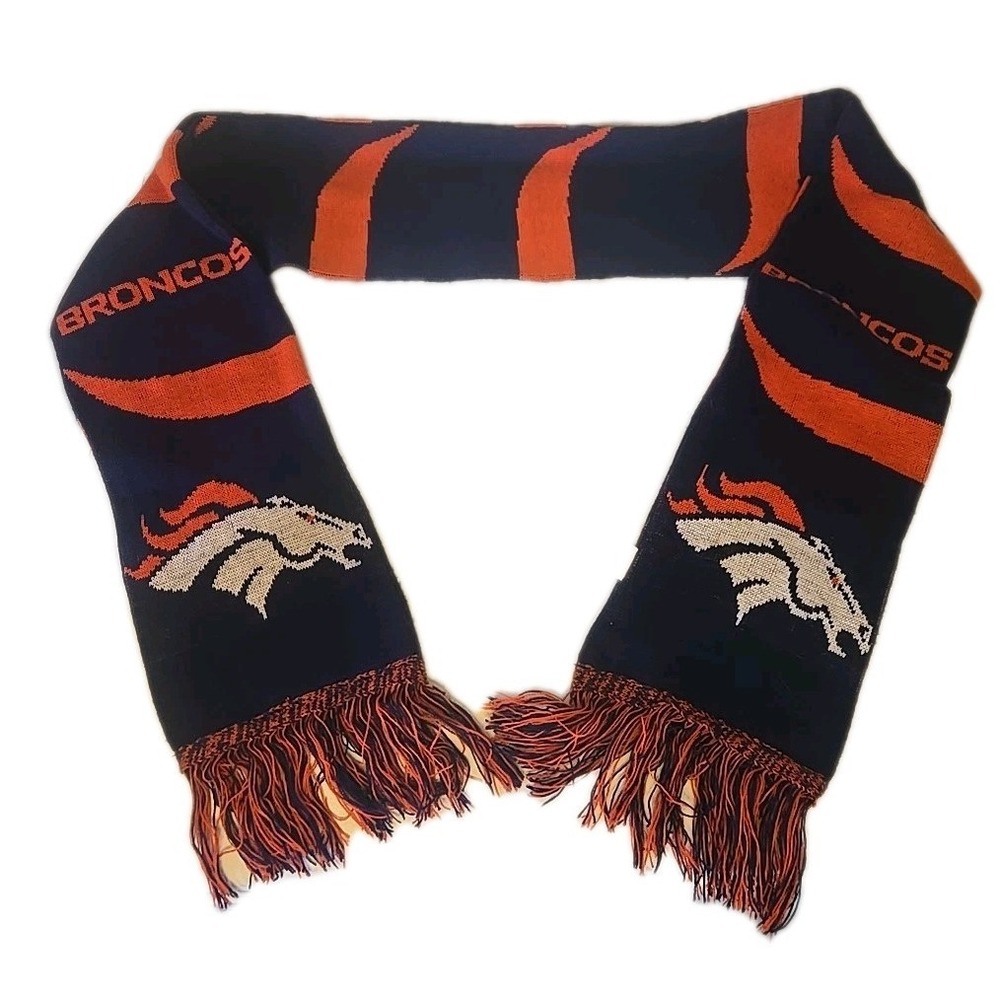 Denver Broncos NFL Knit Scarf Forever Collectibles FOCO Orange Blue 6" X 58"